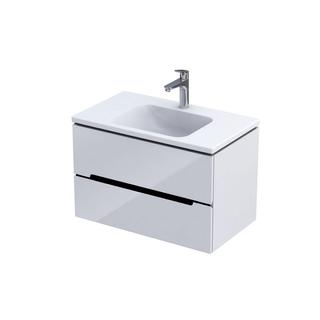 SZAFKA PODUMYWALKOWA  80CM, DWIE SZUFLADY, KOLOR BIAŁY POŁYSK, UCHWYT ZŁOTY, WSTAWKA CZARNA  OR33-SD2S-80-1-V6