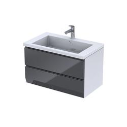 BRYLANT - SZAFKA PODUMYWALKOWA 85CM, DWIE SZUFLADY, KOLOR: GRAFIT POŁYSK,   OR36-SD2S-85-5