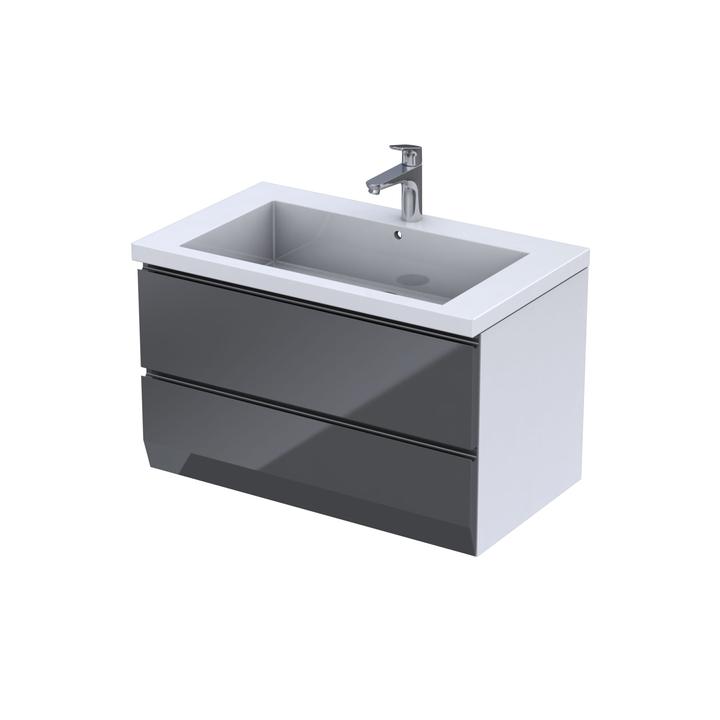 BRYLANT - SZAFKA PODUMYWALKOWA 85CM, DWIE SZUFLADY, KOLOR: GRAFIT POŁYSK,   OR36-SD2S-85-5