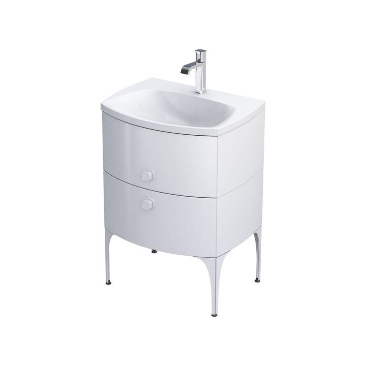 LOUIS- SZAFKA PODUMYWALKOWA 62CM, DWIE SZUFLADY, BIAŁY POŁYSK  OR50-SD2S-62-1