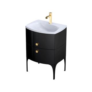 SZAFKA PODUMYWALKOWA LOUIS 62 CM DWIE SZUFLADY CZARNY POŁYSK OR50-SD2S-62-7