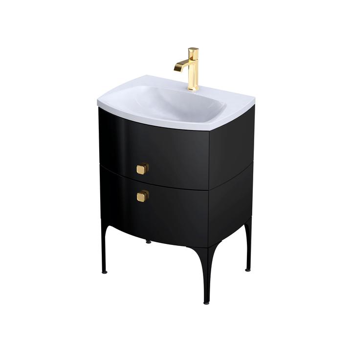 SZAFKA PODUMYWALKOWA LOUIS 62 CM DWIE SZUFLADY CZARNY POŁYSK OR50-SD2S-62-7