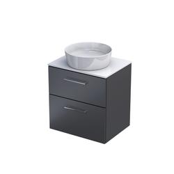 GEO-ZESTAW SZAFKA-BLAT 60 CM, DWIE SZUFLADY, KOLOR: GRAFIT MAT, BLAT BIAŁY POŁYSK KI01-ZB2S-60-6