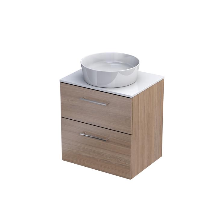 GEO - ZESTAW SZAFKA-BLAT  60 CM., DWIE SZUFLADY KOLOR: DĄB URBAN JASNY, BLAT BIAŁY POŁYSK KI01-ZB2S-60-81