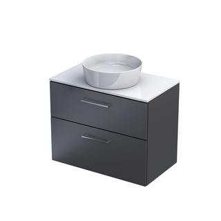 GEO- ZESTAW SZAFKA 80CM, DWIE SZUFLADY, KOLOR:GRAFIT MAT,UMYWALKA  CERAMICZNA KI01-ZB2S-80-6