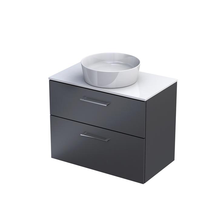 GEO- ZESTAW SZAFKA 80CM, DWIE SZUFLADY, KOLOR:GRAFIT MAT,UMYWALKA  CERAMICZNA KI01-ZB2S-80-6