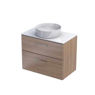 GEO - ZESTAW SZAFKA-BLAT  80 CM., DWIE SZUFLADY KOLOR: DĄB URBAN JASNY, BLAT BIAŁY POŁYSK KI01-ZB2S-80-81