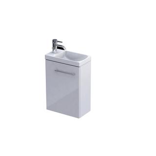 GEO - ZESTAW SZAFKA-UMYWALKA  40 CM., JEDNE DRZWI KOLOR: BIAŁY POŁYSK, UMYWALKA CERAMICZNA KI01-ZD1D-40-1