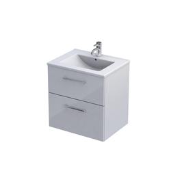 GEO- ZESTAW SZAFKA-UMYWALKA 60 CM., DWIE SZUFLADY KOLOR: BIAŁY POŁYSK, UMYWALKA CERAMICZNA KI01-ZD2S-60-1