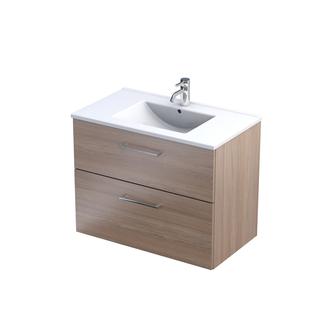 GEO- ZESTAW SZAFKA-UMYWALKA 80 CM., DWIE SZUFLADY KOLOR: DĄB URBAN JASNY, UMYWALKA CERAMICZNA KI01-ZD2S-80-81