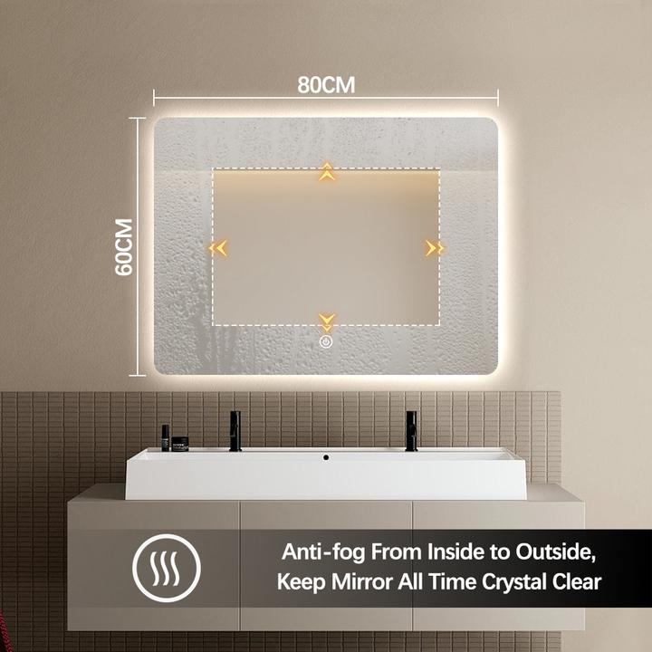 SOME CAMPO LUSTRO ŁAZIENKOWE PROSTOKĄTNE 60X80  OŚWIETLENIE LED, MATA GRZEWCZA CTL200S-60-80