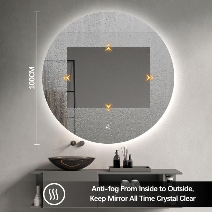 SOME OCCHIO LUSTRO ŁAZIENKOWE OKRĄGŁE 100 OŚWIETLENIE LED, MATA GRZEWCZA CTL202-100