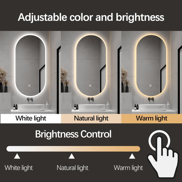 SOME FIUME LUSTRO ŁAZIENKOWE OWALNE  50X100 OŚWIETLENIE LED, MATA GRZEWCZA CTL407-50-100