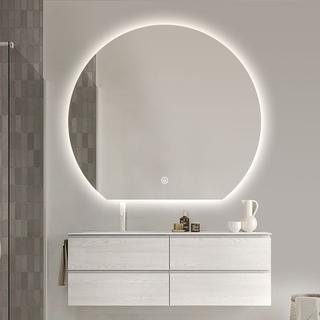 LUSTRO ŁAZIENKOWE AURA OKRĄGŁE ZE ŚCIĘTYM DOŁEM 81X90 CM OŚWIETLENIE LED, MATA GRZEWCZA