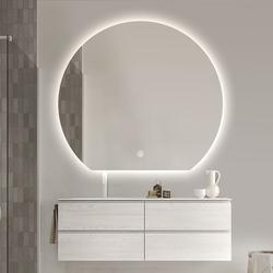 LUSTRO ŁAZIENKOWE AURA OKRĄGŁE ZE ŚCIĘTYM DOŁEM 81X90 CM OŚWIETLENIE LED, MATA GRZEWCZA