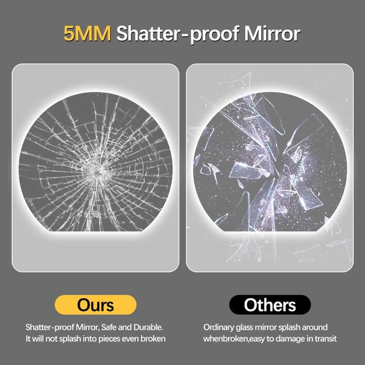 LUSTRO ŁAZIENKOWE AURA OKRĄGŁE ZE ŚCIĘTYM DOŁEM 81X90 CM OŚWIETLENIE LED, MATA GRZEWCZA