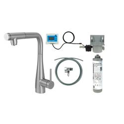 ERIDAN BATERIA KUCHENNA Z ZESTAWEM DO FILTRACJI WODY Z WYCIĄGANĄ WYLEWKĄ STAL SZCZOTKOWANA BREFF75M