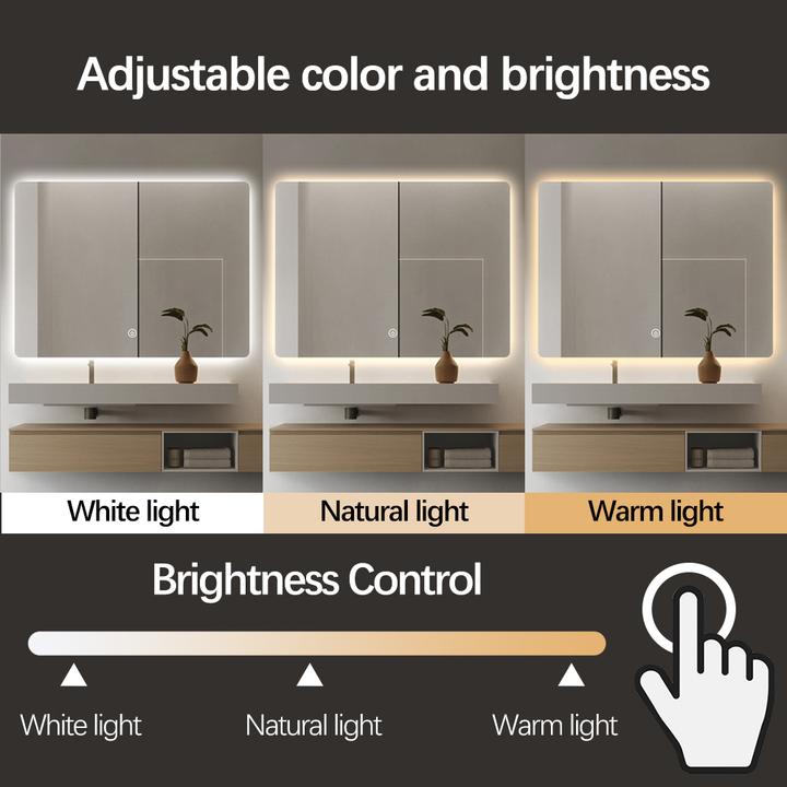 LUSTRO ŁAZIENKOWE CAMPO PROSTOKĄTNE 75X100 CM OŚWIETLENIE LED, MATA GRZEWCZA