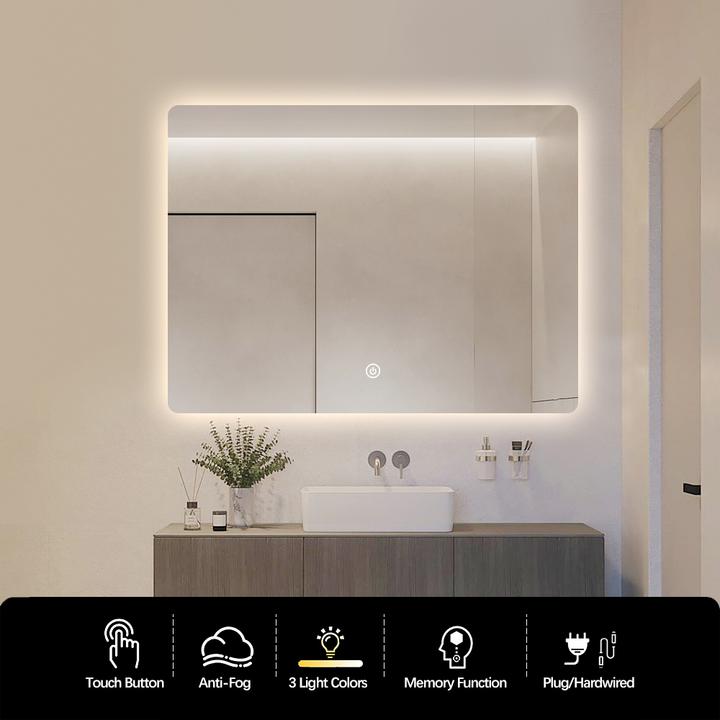 LUSTRO ŁAZIENKOWE CAMPO PROSTOKĄTNE 75X100 CM OŚWIETLENIE LED, MATA GRZEWCZA