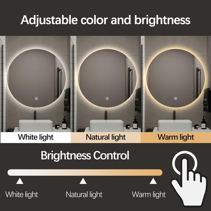 LUSTRO ŁAZIENKOWE OCCHIO OKRĄGŁE 100 CM OŚWIETLENIE LED, MATA GRZEWCZA