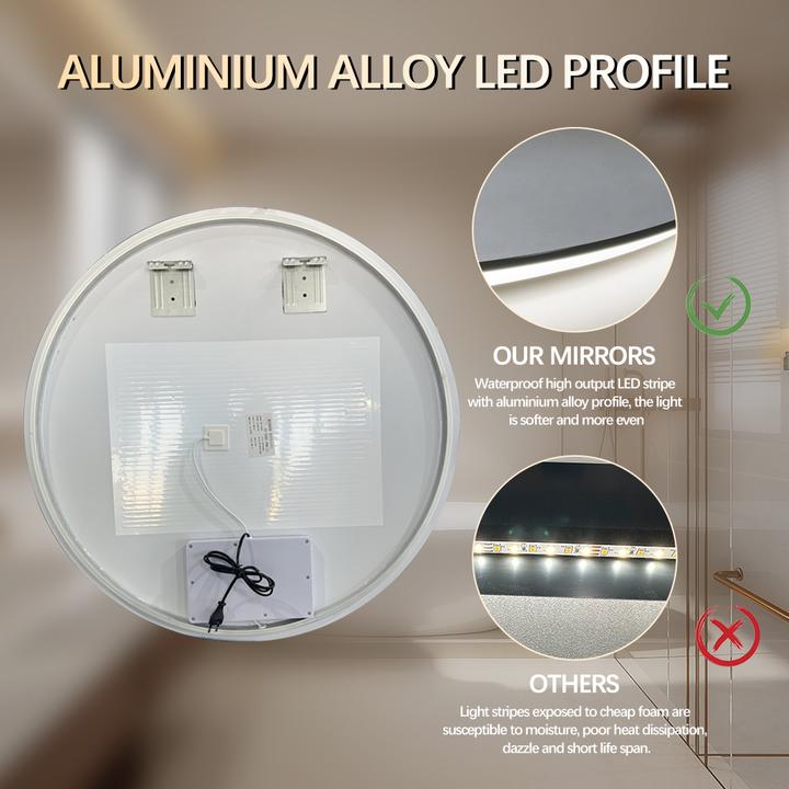 LUSTRO ŁAZIENKOWE OCCHIO OKRĄGŁE 100 CM OŚWIETLENIE LED, MATA GRZEWCZA