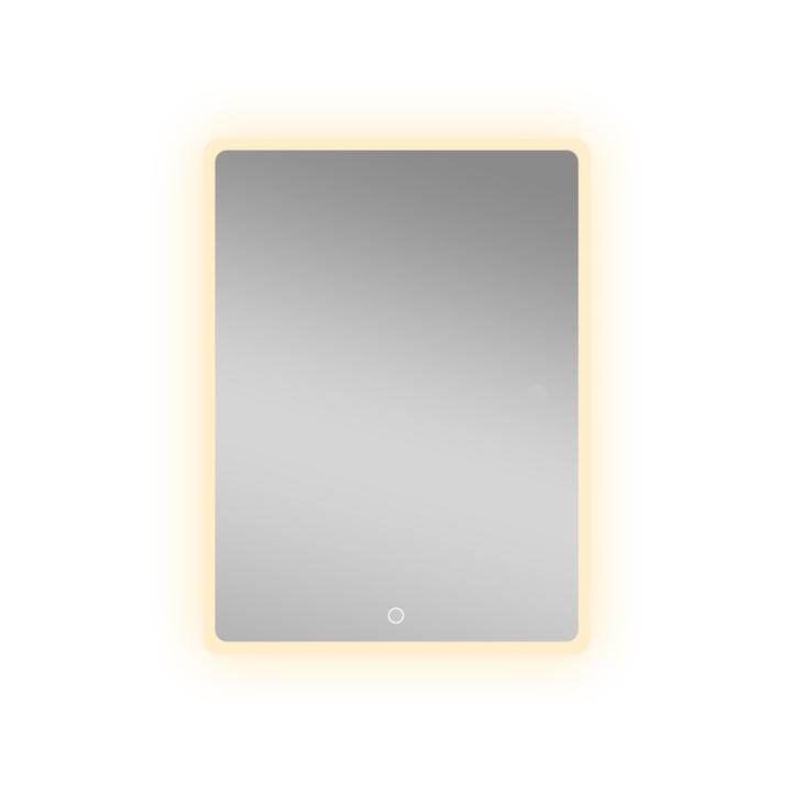 LUSTRO ŁAZIENKOWE LAGO PROSTOKĄTNE 80X60 CM OŚWIETLENIE LED, MATA GRZEWCZA