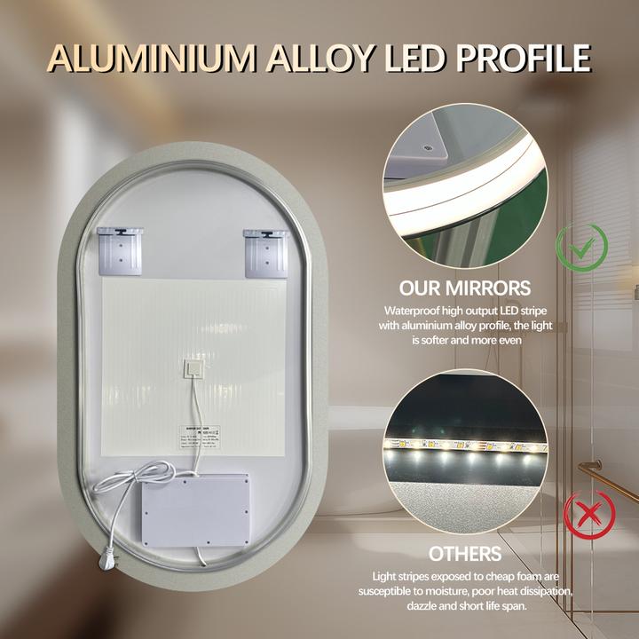 LUSTRO ŁAZIENKOWE FIUME OWALNE 60X120 CM OŚWIETLENIE LED, MATA GRZEWCZA