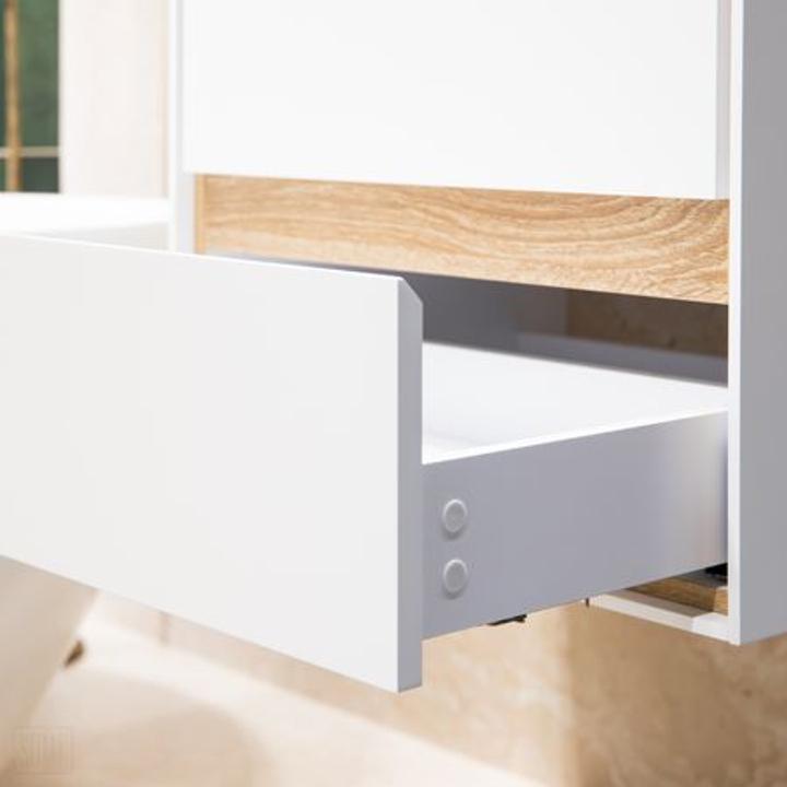 Szafka łazienkowa LOCK 80 cm biała/drewno – przestronność i elegancja