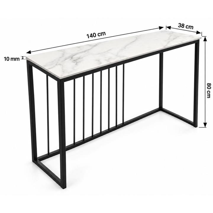 KONSOLA Z BLATEM ZE SPIEKU KWARCOWEGO HORIZON/BLACK 140x38x77,2 cm