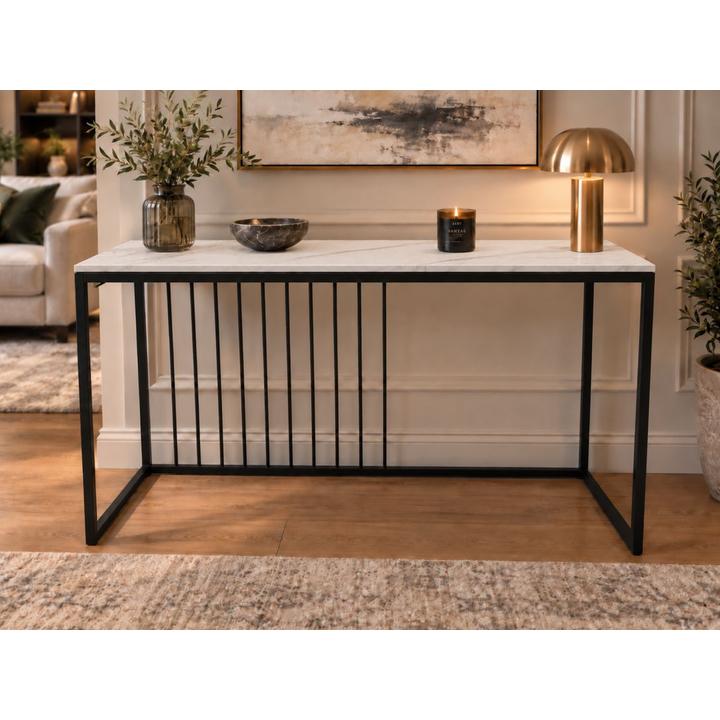 KONSOLA Z BLATEM ZE SPIEKU KWARCOWEGO HORIZON/BLACK 140x38x77,2 cm