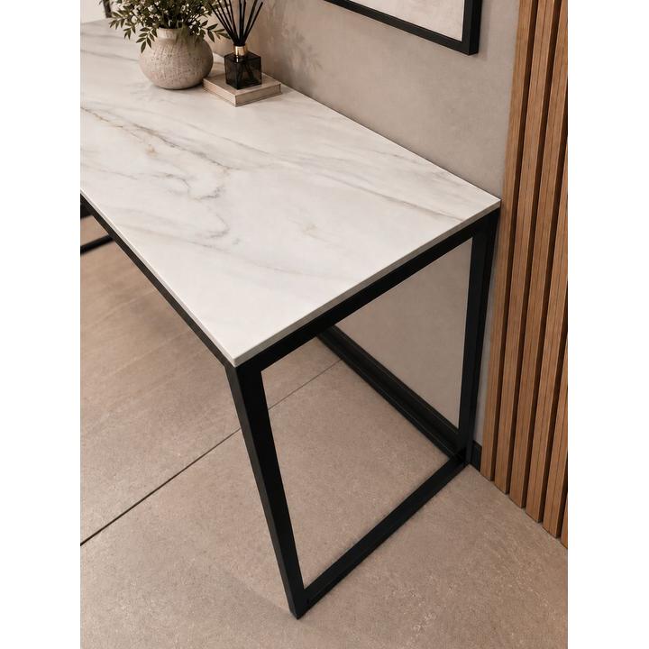 KONSOLA Z BLATEM ZE SPIEKU KWARCOWEGO HORIZON/BLACK 140x38x77,2 cm