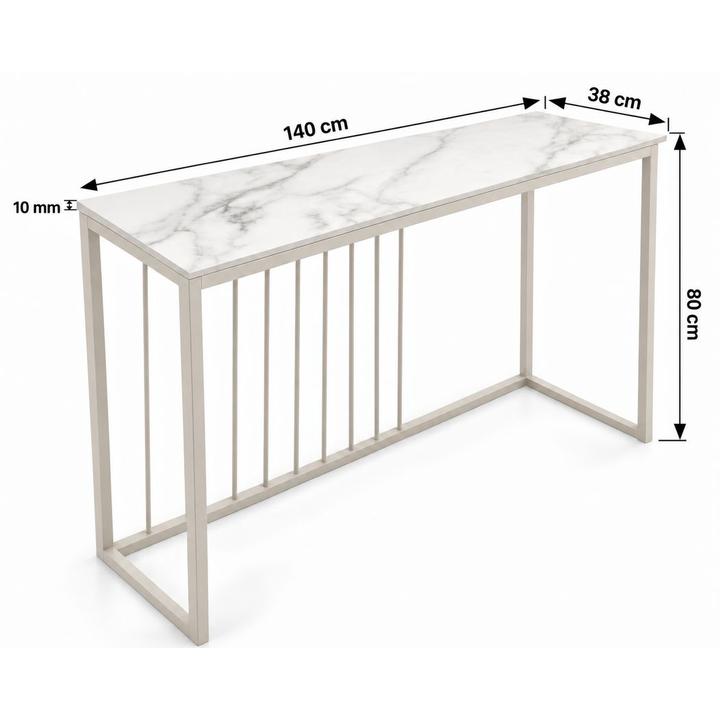 KONSOLA Z BLATEM ZE SPIEKU KWARCOWEGO HORIZON/CASHMERE 140x38x77,2 cm