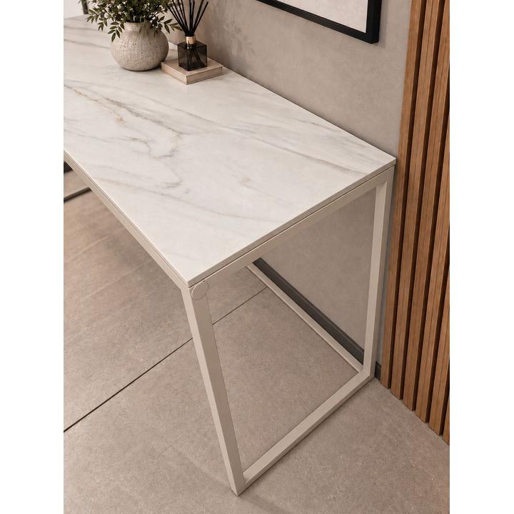 KONSOLA Z BLATEM ZE SPIEKU KWARCOWEGO HORIZON/CASHMERE 140x38x77,2 cm