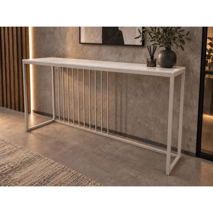 KONSOLA Z BLATEM ZE SPIEKU KWARCOWEGO HORIZON/CASHMERE 140x38x77,2 cm