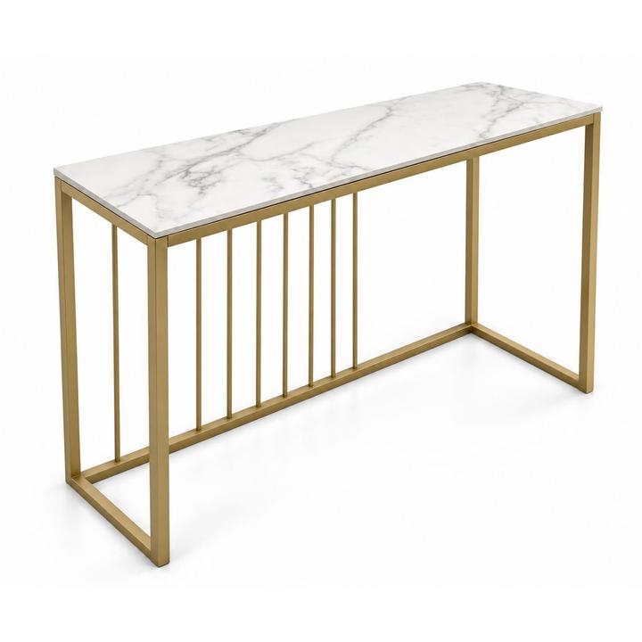 KONSOLA Z BLATEM ZE SPIEKU KWARCOWEGO HORIZON/GOLD 140x38x77,2 cm