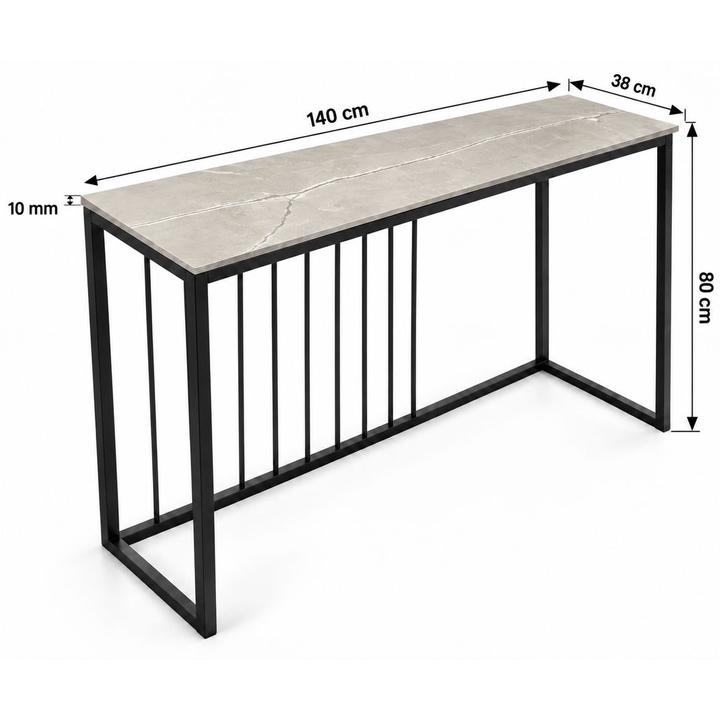 KONSOLA Z BLATEM ZE SPIEKU KWARCOWEGO RITUAL/BLACK 140x38x77,2 cm