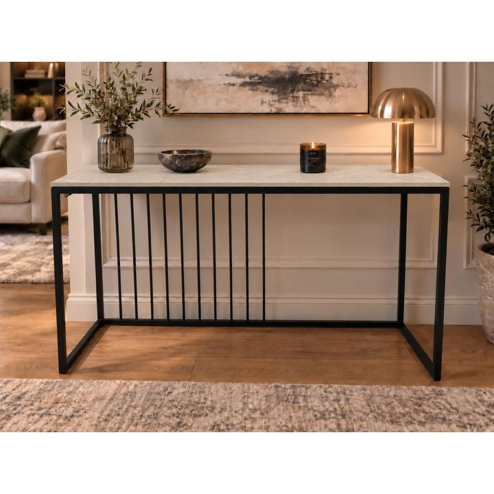 KONSOLA Z BLATEM ZE SPIEKU KWARCOWEGO RITUAL/BLACK 140x38x77,2 cm