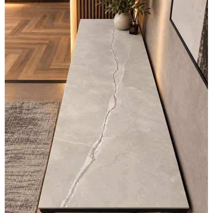 KONSOLA Z BLATEM ZE SPIEKU KWARCOWEGO RITUAL/BLACK 140x38x77,2 cm