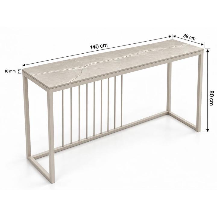KONSOLA Z BLATEM ZE SPIEKU KWARCOWEGO RITUAL/CASHMERE 140x38x77,2 cm