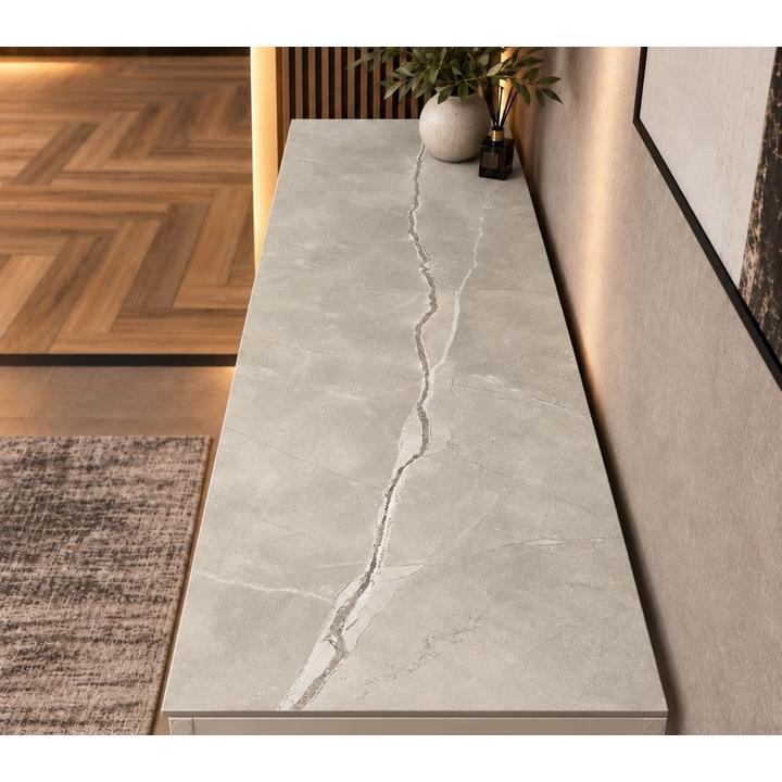 KONSOLA Z BLATEM ZE SPIEKU KWARCOWEGO RITUAL/CASHMERE 140x38x77,2 cm