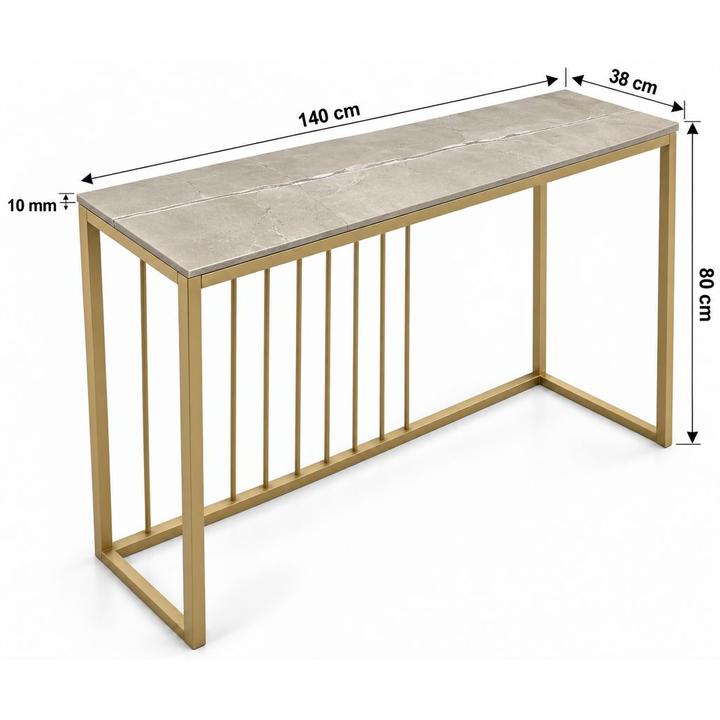 KONSOLA Z BLATEM ZE SPIEKU KWARCOWEGO RITUAL/GOLD 140x38x77,2 cm