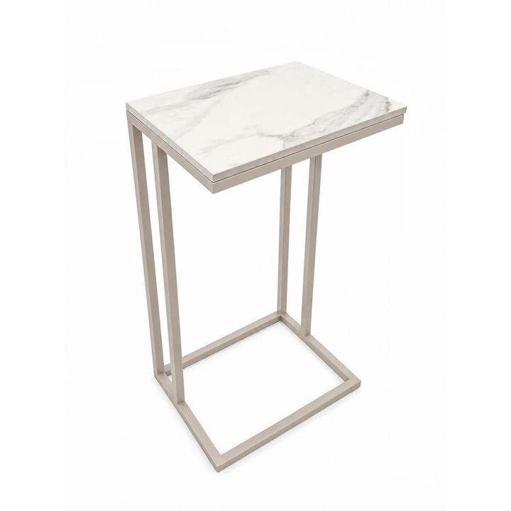 STOLIK POMOCNICZY Z BLATEM ZE SPIEKU KWARCOWEGO HORIZON/CASHMERE 35x25x61 cm
