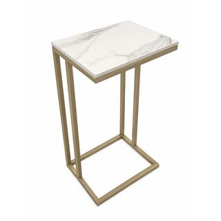 STOLIK POMOCNICZY Z BLATEM ZE SPIEKU KWARCOWEGO HORIZON/GOLD 35x25x61 cm