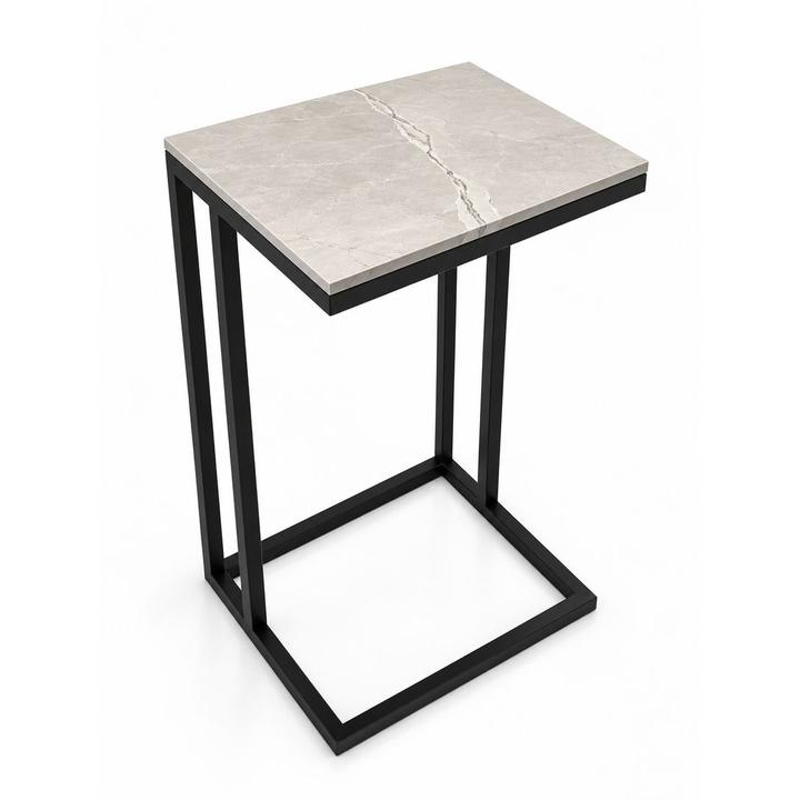 STOLIK POMOCNICZY Z BLATEM ZE SPIEKU KWARCOWEGO RITUAL/BLACK 35x25x61 cm