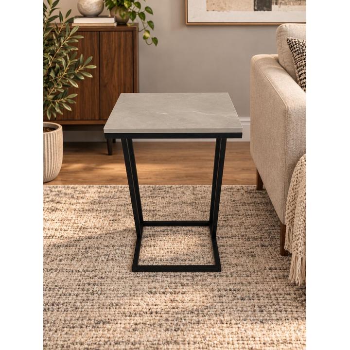 STOLIK POMOCNICZY Z BLATEM ZE SPIEKU KWARCOWEGO RITUAL/BLACK 35x25x61 cm