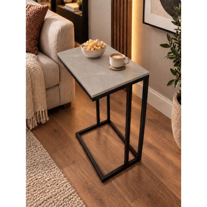 STOLIK POMOCNICZY Z BLATEM ZE SPIEKU KWARCOWEGO RITUAL/BLACK 35x25x61 cm