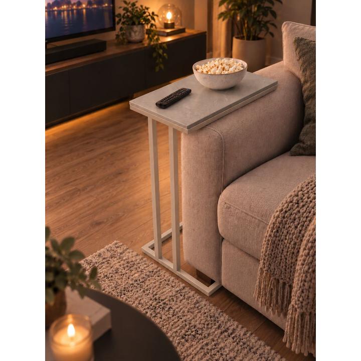 STOLIK POMOCNICZY Z BLATEM ZE SPIEKU KWARCOWEGO RITUAL/CASHMERE 35x25x61 cm