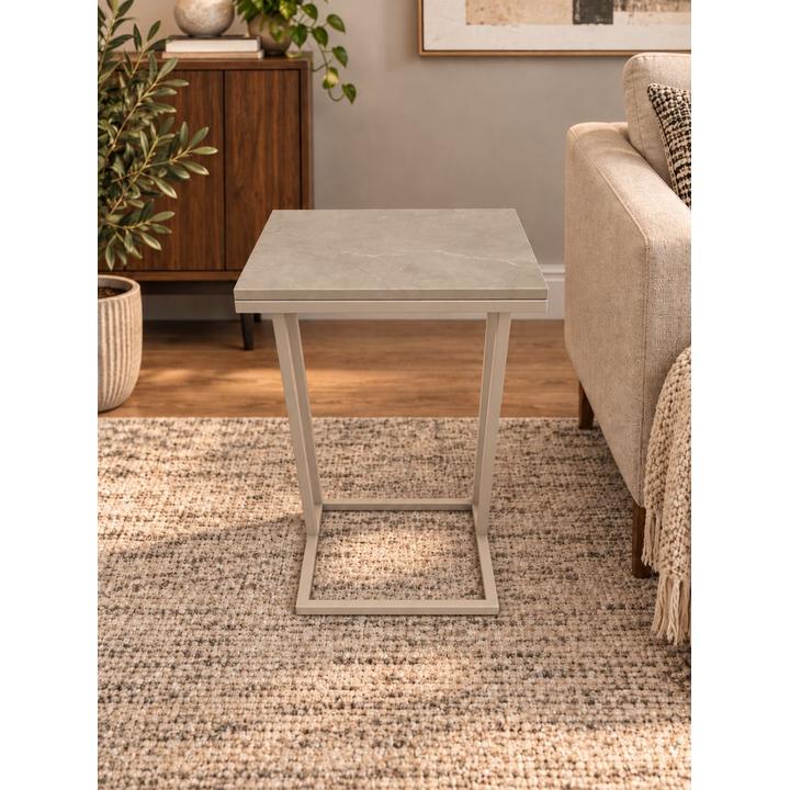 STOLIK POMOCNICZY Z BLATEM ZE SPIEKU KWARCOWEGO RITUAL/CASHMERE 35x25x61 cm