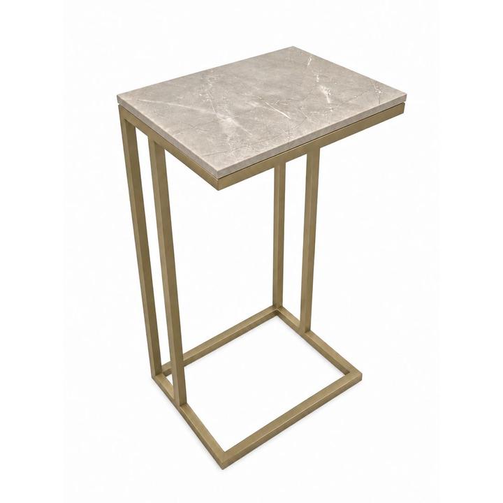 STOLIK POMOCNICZY Z BLATEM ZE SPIEKU KWARCOWEGO RITUAL/GOLD 35x25x61 cm