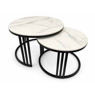 STOLIKI KAWOWE Z BLATEM ZE SPIEKU KWARCOWEGO HORIZON/BLACK O60 cm / O80 cm